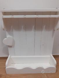 Porta Bottiglie e Calici di Vino in legno bianco 