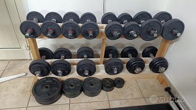 Manubri palestra 28mm e rastrelliera in legno