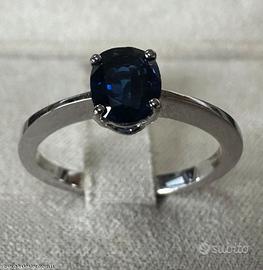 ANELLO SOLITARIO ORO 18kt. CON ZAFFIRO NATURALE