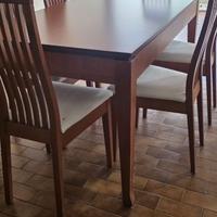 Tavolo Calligaris + 6 sedie legno e pelle Bianca