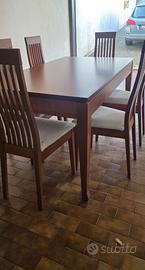 Tavolo Calligaris + 6 sedie legno e pelle Bianca