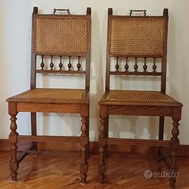 Sedie antiche noce e paglia di Vienna