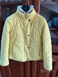 Giacca imbottita colore giallo collo in pelliccia,