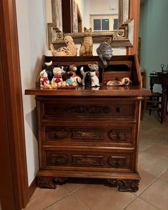 Scrittoio / ribaltina vintage in legno intarsiato
