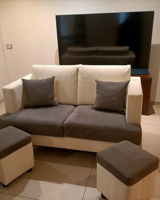 Divano su misura BHM Sofà, 2 Pouf, doppio rivest.