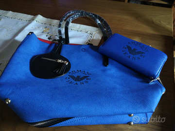 Borsa con portafoglio bluette