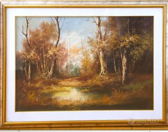 Dipinto a olio su tela-Paesaggio Boschivo