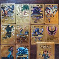 10 carte pokemon oro con busta 