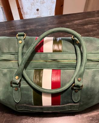 🟢 Borsa cartucciera in vera pelle