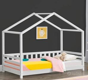 LETTO MONTESSORI A CASETTA COMPLETO DI MATERASSO 