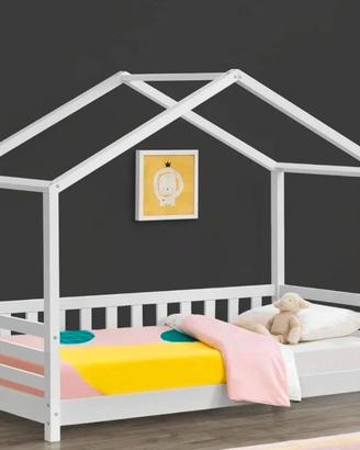 LETTO MONTESSORI A CASETTA COMPLETO DI MATERASSO 
