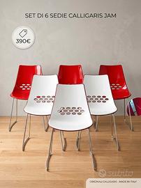 Set 6 Sedie Calligaris Jam - Bicolore Bianco/Rosso