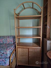 Libreria, tavolino, poltrona - rattan, bambù 