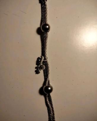Braccialetto Argento con Sfere e Charm Farfalla