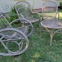 Set di 4 Sedie e tavolino, in vimini, da esterno
