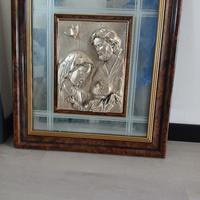 Quadro sacra famiglia in argento bilaminato 925 co