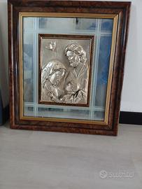 Quadro sacra famiglia in argento bilaminato 925 co