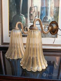 Coppia lampade Murano Barovier Fogliaoro24k RARE