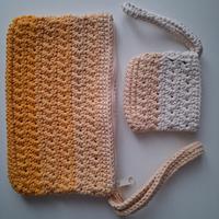 pochette fatta a mano e p.auricolari all'uncinetto