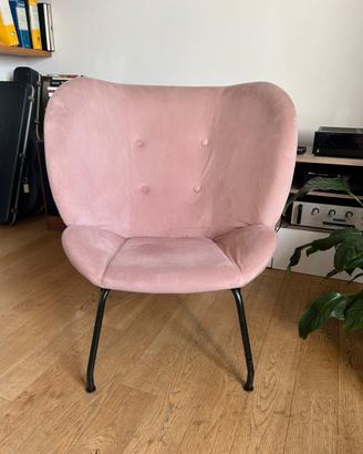 Poltrona di design in tessuto simil alcantara rosa