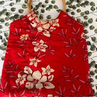 Borsa a mano Vintage Rossa - Manici in legno