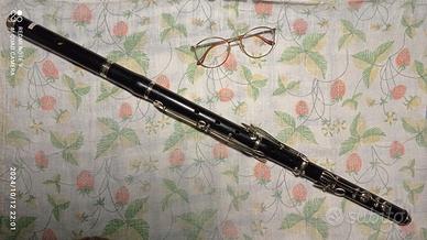 FLAUTO TRAV. D'EPOCA, 10 chiavi, Ebano, Restaurato