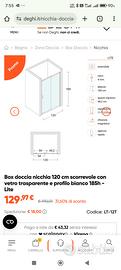 Box doccia bianco imballato non aperto 120cm deghi