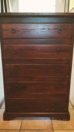 cassettiera con 5 casseti in legno antichizzato