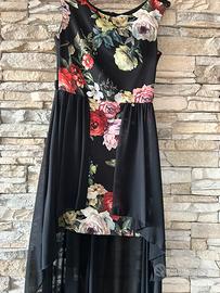 Vestito con corpetto a fiori, lungo dietro