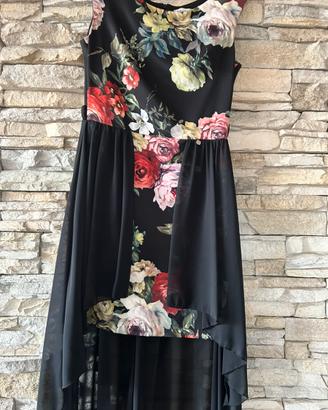Vestito con corpetto a fiori, lungo dietro