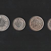 SVIZZERA 6 monete 1949-1992 da 5 cent a 2 franchi_