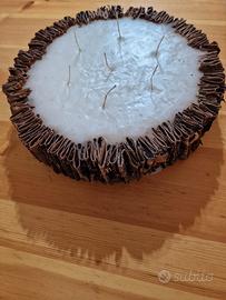 Centrotavola candele bordato corteccia