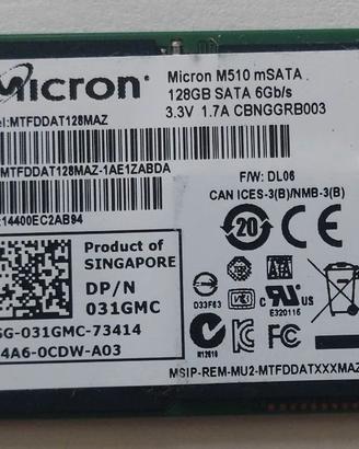 HD Micron M510 msata 128GB mSATA