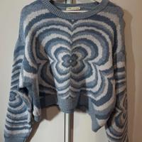 maglione corto pull and bear celeste e bianco XS