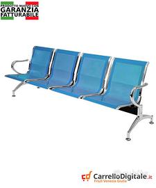 panca da attesa in acciaio colore blu 4 posti