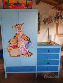 armadio cameretta Dipinto a Mano Winnie the Pooh