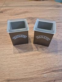 Set Porta candele in vetro e metallo, nuove