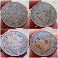 Coppia 10 Centesimi 1893/1894 Roma