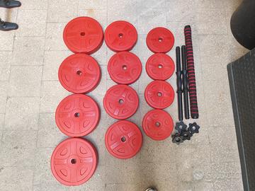 SET DISCHI + MANUBRI E BILANCIERE ROVERA 35KG