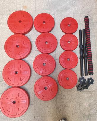 SET DISCHI + MANUBRI E BILANCIERE ROVERA 35KG