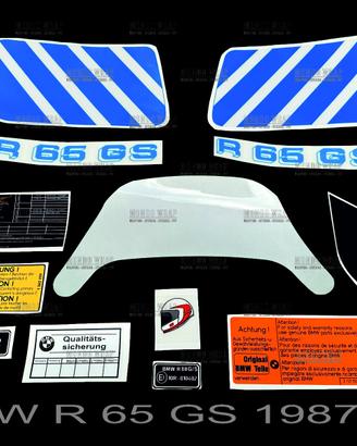 Kit adesivi BMW R 65 GS anno 1987 - c. bianco.