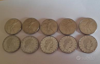 10 monete da 50 lire piccole