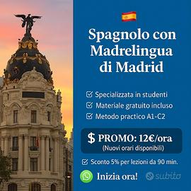 Lezioni di spagnolo online (A1-C2) madrelingua Ma