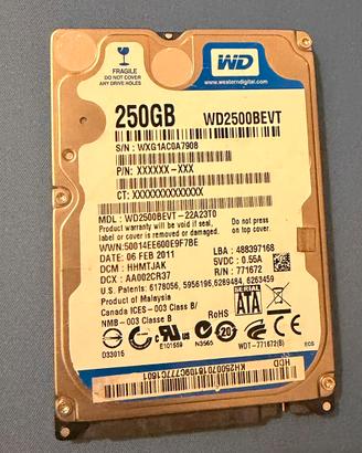 Hard Disk 2.5" WD Blue 250GB SATA
