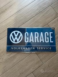 Cartello Vintage Pubblicità Volkswagen Garage 25x5
