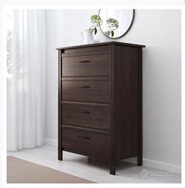 BRUSALI Cassettiera con 4 cassetti marroni