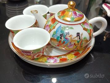 Servizio da thè sake cinese antico in miniatura