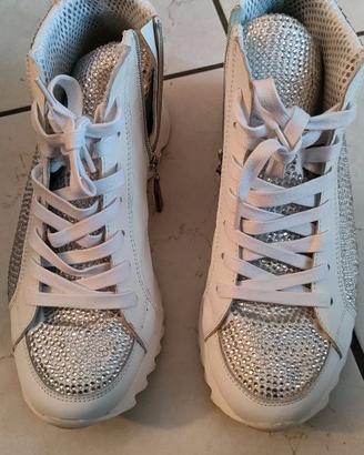 Scarpa alta donna n. 37 bianca strass