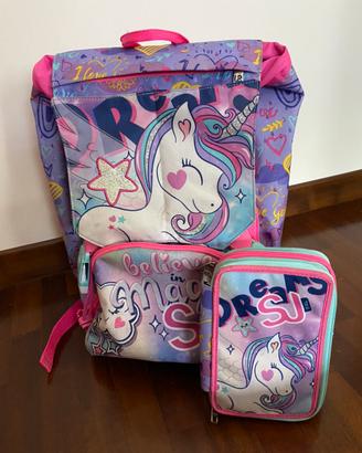 Zaino SJ unicorno+astuccio+trolley