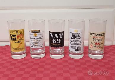 Lotto di 5 Bicchieri Whisky Vintage da Collezione